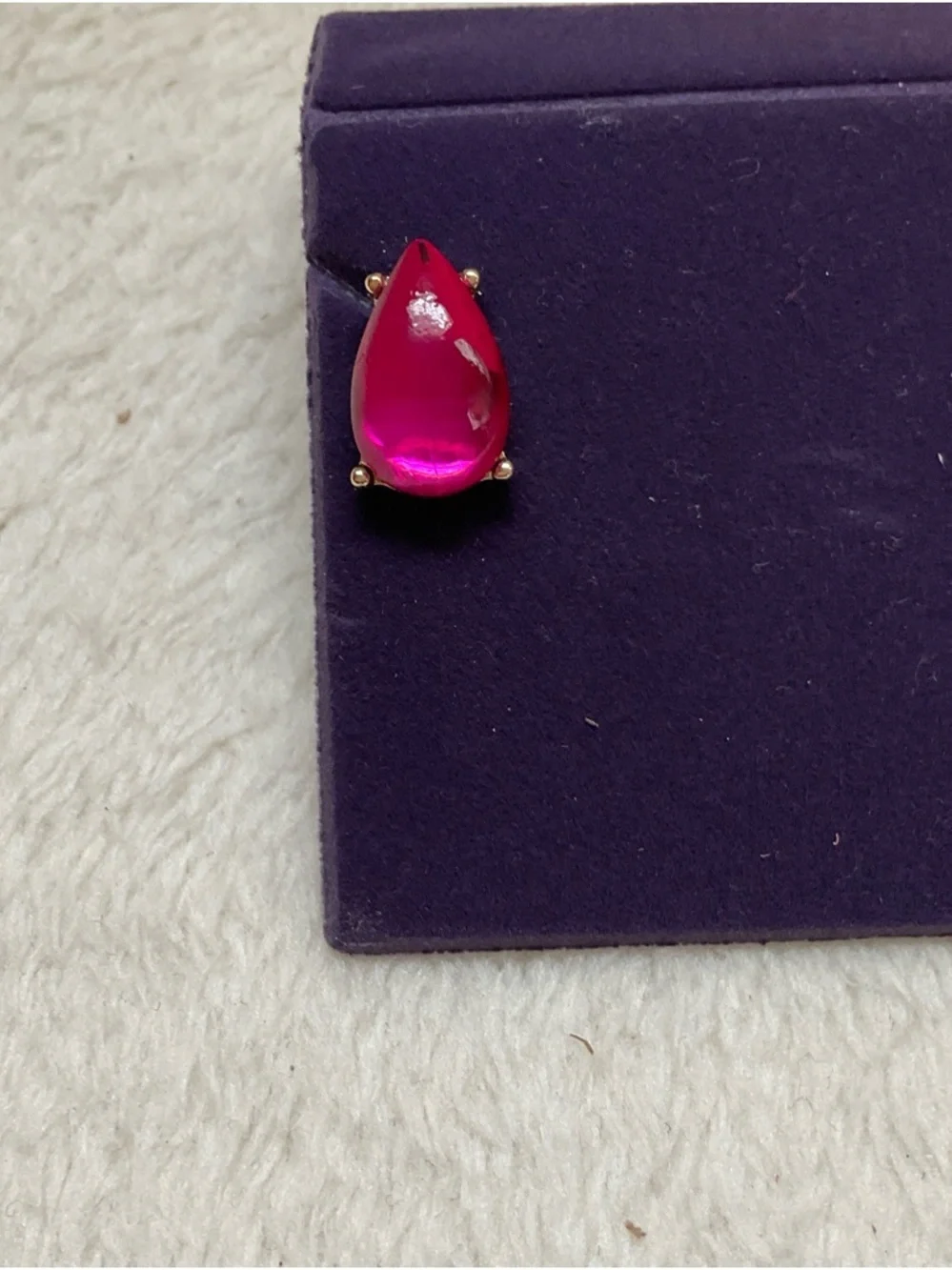 Hot Pink Teardrop Stud Earrings in Gold-Tone Prong Setting